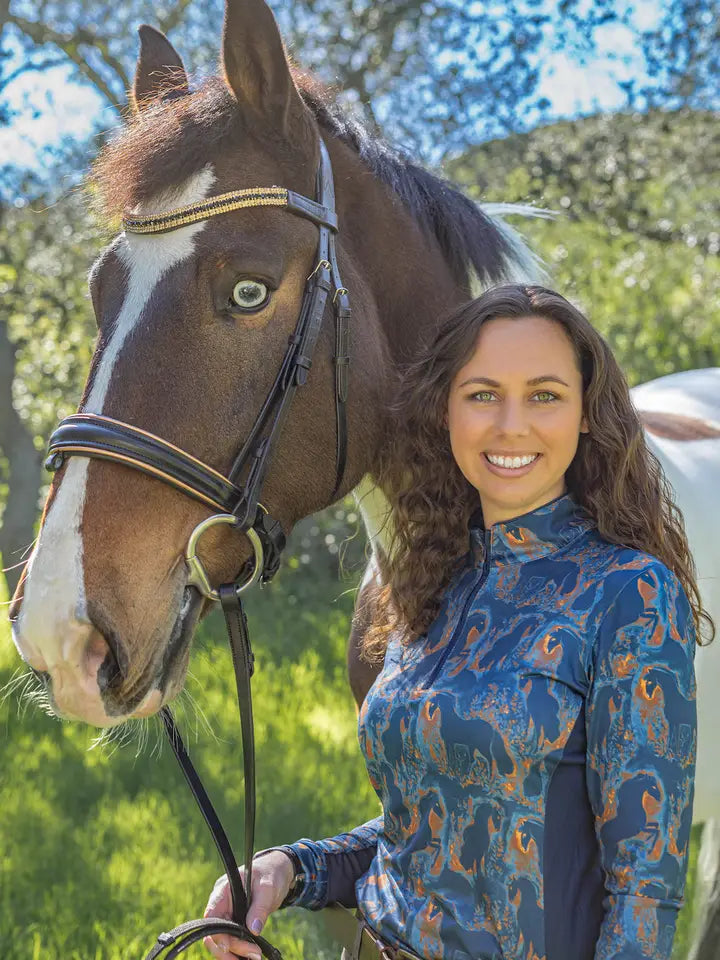 Blue / Gold Women's Equestrian Sun Shirt