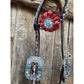 Buckstitch One Ear Headstall & Breastcollar Set -Red Flowers