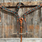 Copper and Silver Dot Two Tone Turquoise and Fringe Headstall & Breastcollar Tack Set