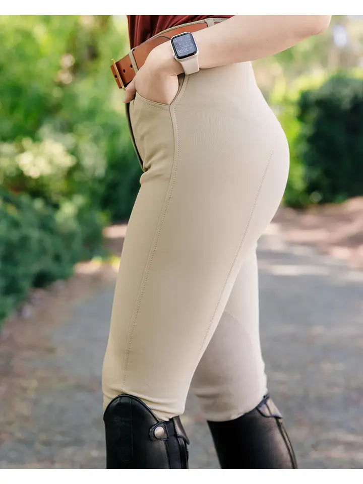 Cordelia Ladies Self Seat Clarino Knee Patch Breeches