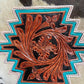 Tooled Leather Flower Burst Cowhide Fringe Western Purse