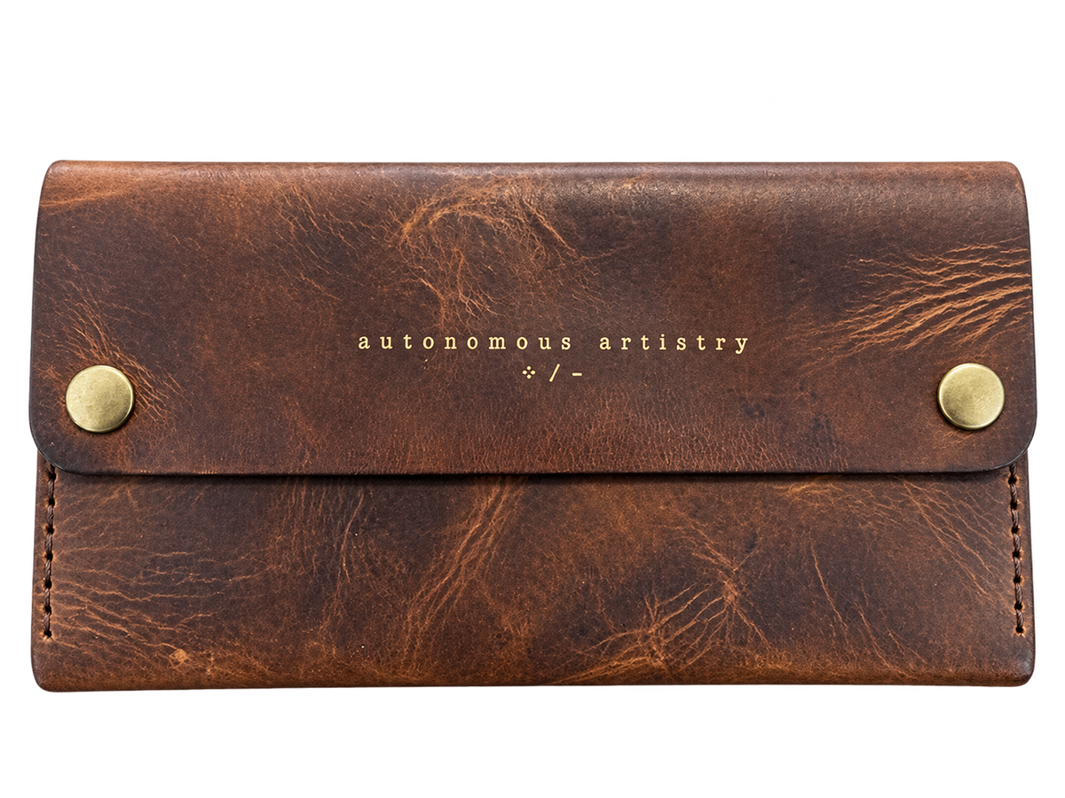 Handmade Italian Leather Equestrian Belt Phone Wallet – Saddle Brown & Black Large