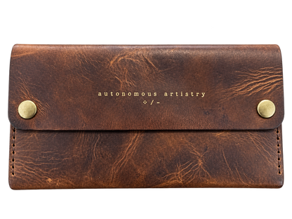 Handmade Italian Leather Equestrian Belt Phone Wallet – Saddle Brown & Black Large