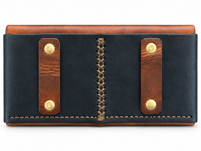 Handmade Italian Leather Equestrian Belt Phone Wallet – Saddle Brown & Black Large