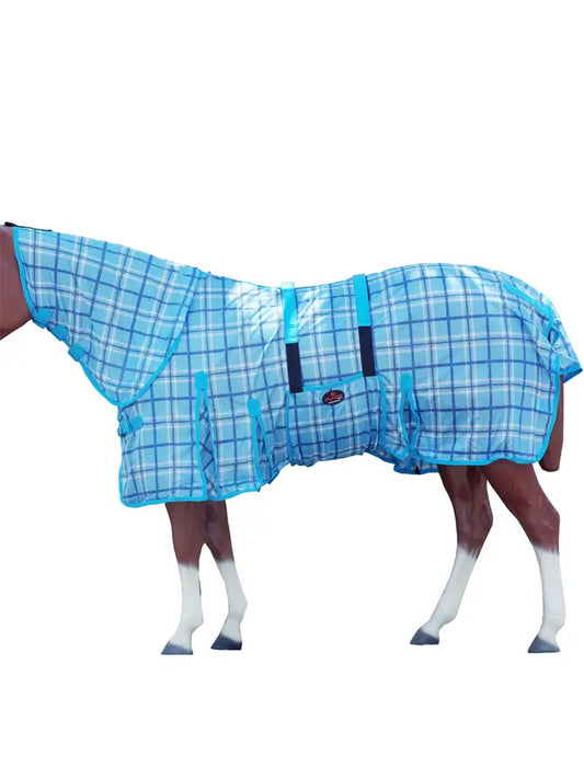 66"-84" Horse Fly Sheet Uv Protect Mesh Blue Plaid