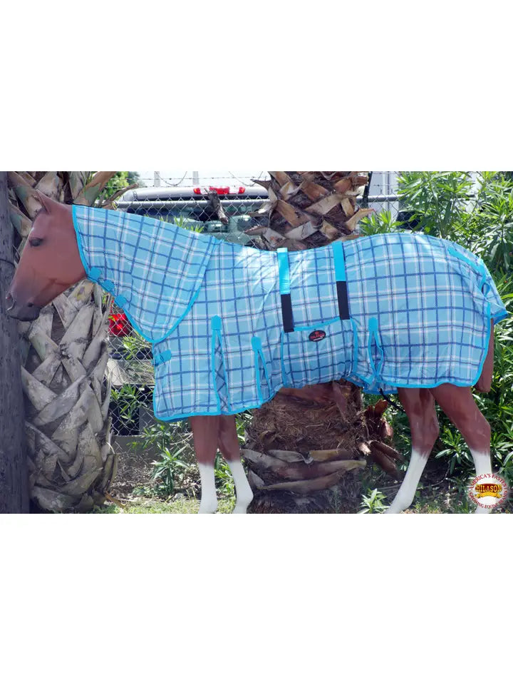 66"-84" Horse Fly Sheet Uv Protect Mesh Blue Plaid