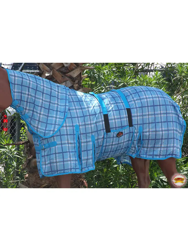 66"-84" Horse Fly Sheet Uv Protect Mesh Blue Plaid