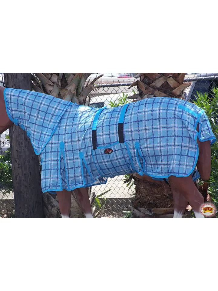 66"-84" Horse Fly Sheet Uv Protect Mesh Blue Plaid