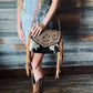 Detailed Tooled Leather Fringe Cowhide Western Purse