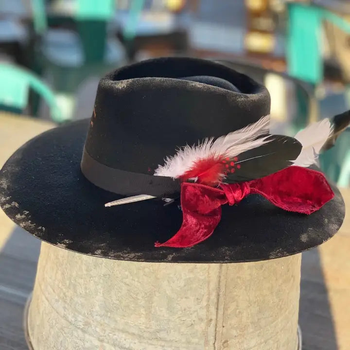 Custom Charlie 1 Horse Black Felt Cowboy Hat with Red Velvet