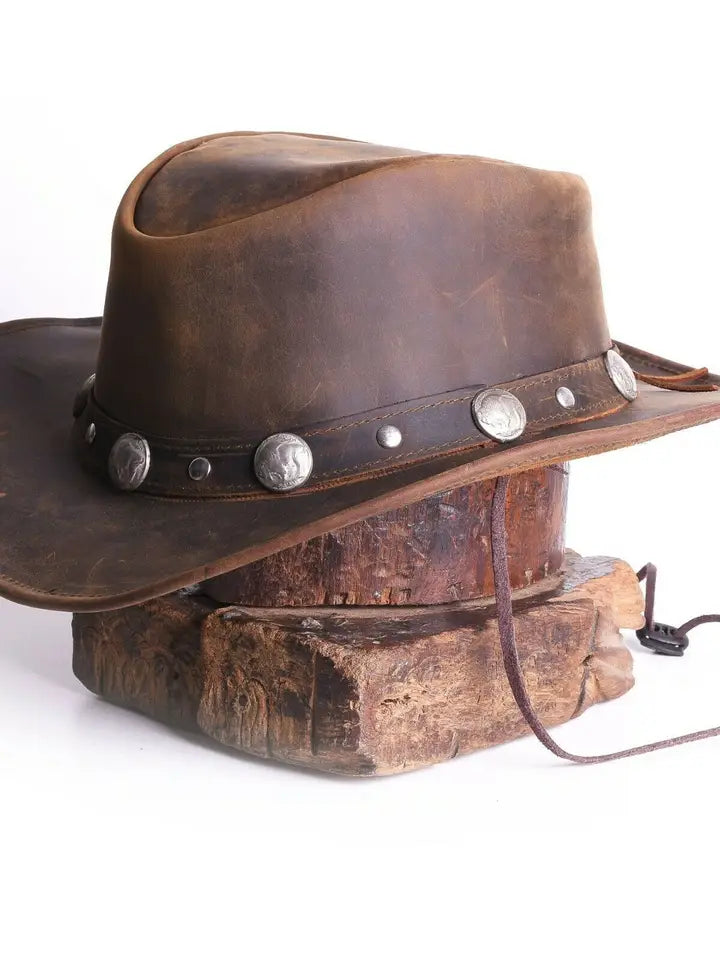 Bullring Leather Hat Western Cowboy For Men & Women Shapeable Brim