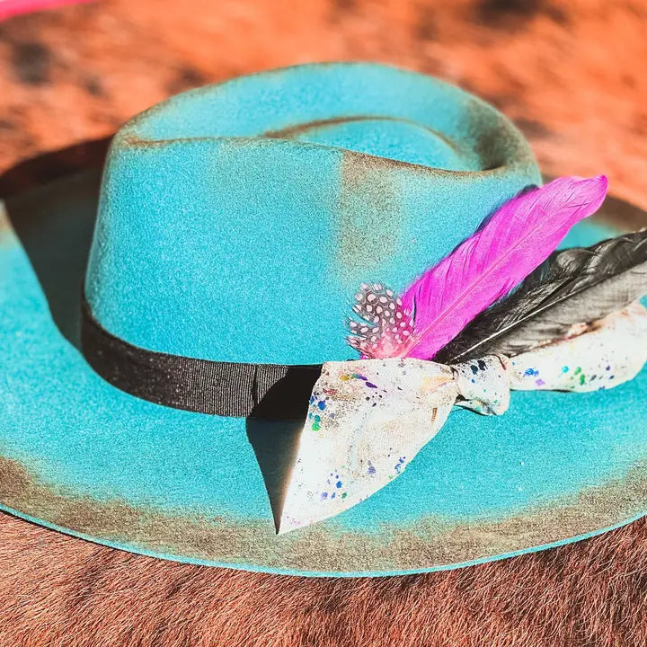 Teal Charlie 1 Horse Custom Distressed Hat Hot Pink 80's Gol