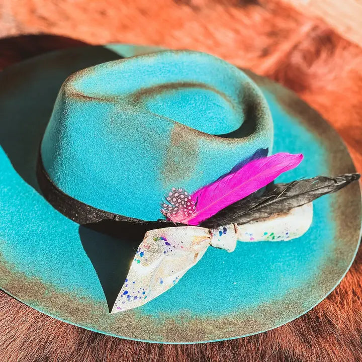 Teal Charlie 1 Horse Custom Distressed Hat Hot Pink 80's Gol