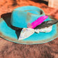 Teal Charlie 1 Horse Custom Distressed Hat Hot Pink 80's Gol