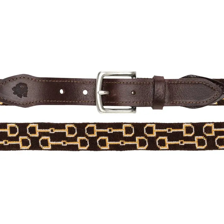 Horse Bits Needlepoint Belt (Brown)