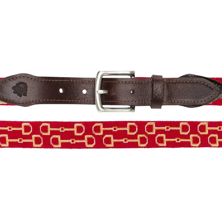 Horse Bits Needlepoint Belt (Red)