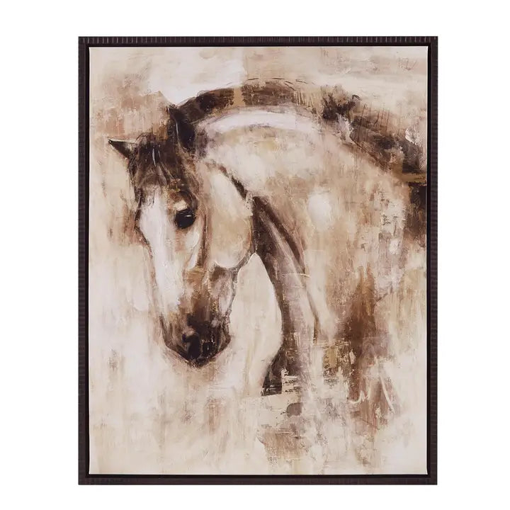 Equestrian Horse Hand Embellished Canvas Wall Art, Brown