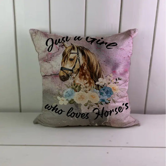 Just A Girl Who Loves Horses Pillow Cover