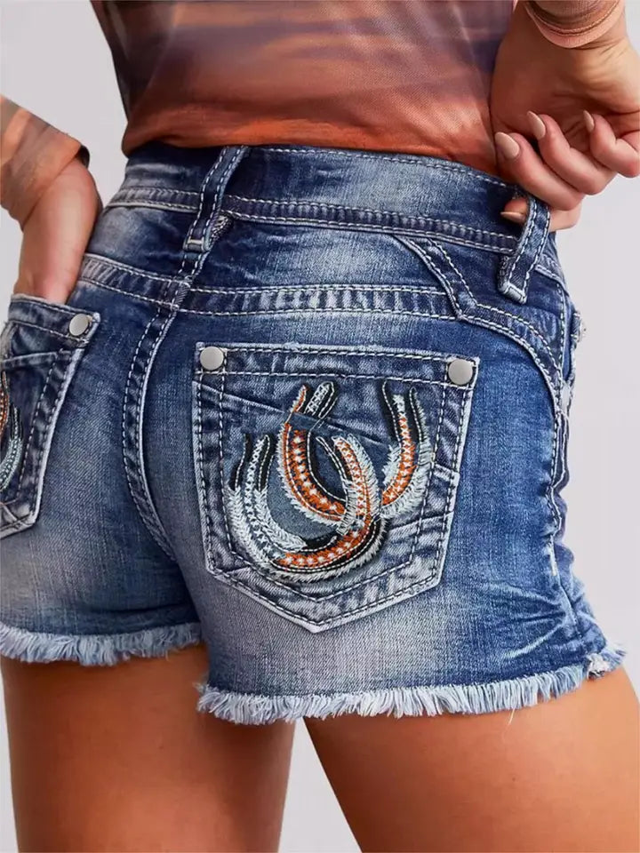 Legacy Riders Horseshoe Embroidered Denim Shorts – Legacy Riders Equestrian