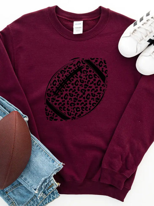 Maroon Leopard Football Graphic Sweatshirt