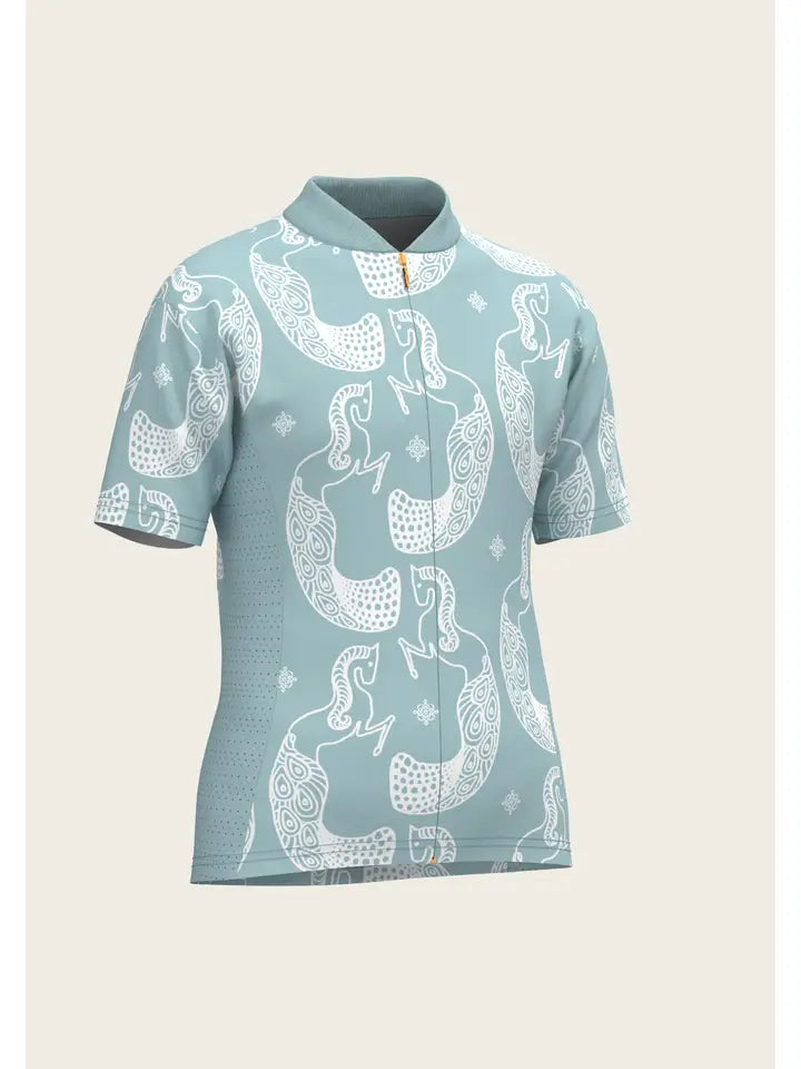 Mermaid Horses in Skye Blue Children's Short Sleeve Shirt