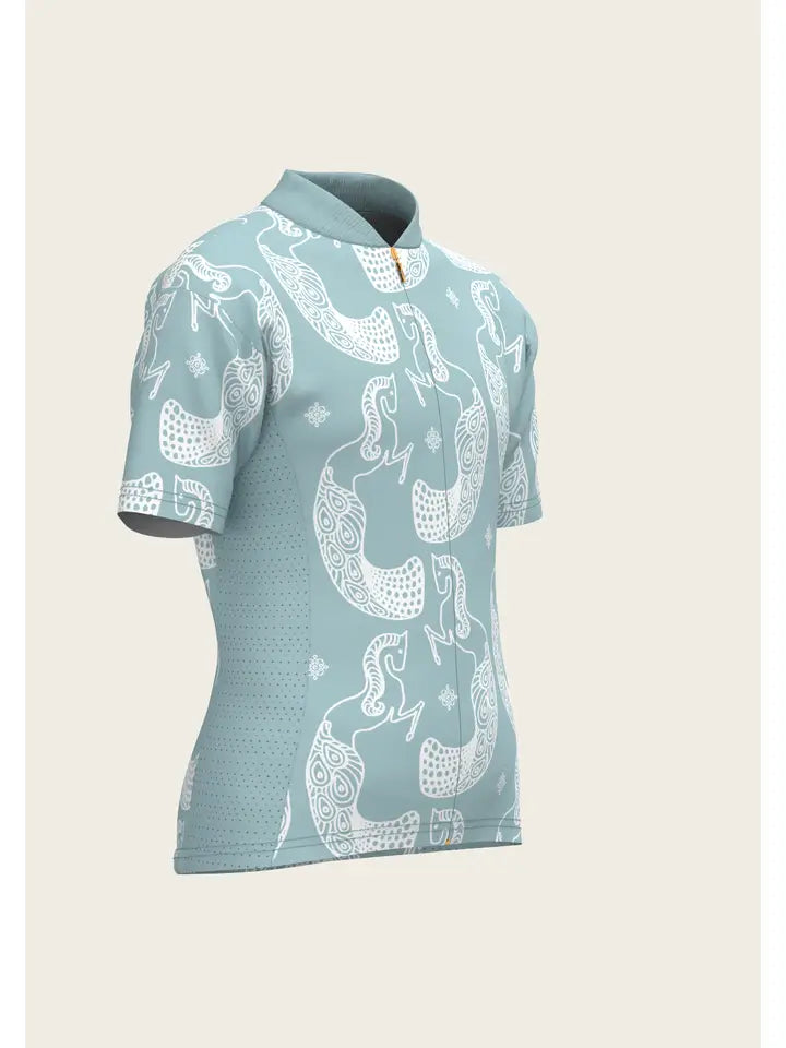 Mermaid Horses in Skye Blue Children's Short Sleeve Shirt