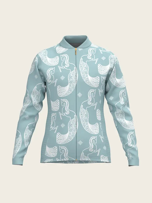 Mermaid Horses in Skye Blue Children's Long Sleeve Shirt