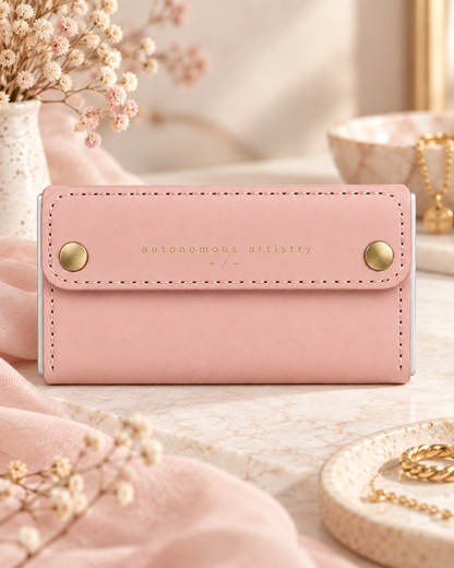 Handmade Italian Leather Equestrian Belt Phone Wallet – Blush Pink & Cream