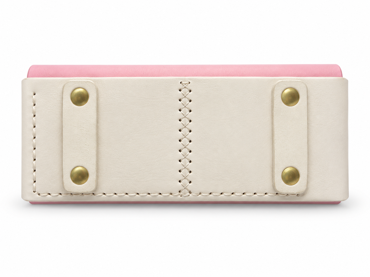 Handmade Italian Leather Equestrian Belt Phone Wallet – Blush Pink & Cream