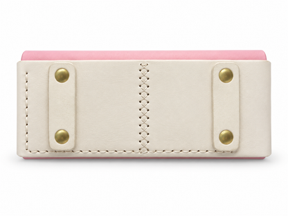 Handmade Italian Leather Equestrian Belt Phone Wallet – Blush Pink & Cream