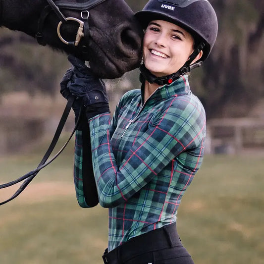 Plaid 1/4 Zip Light Riding Top ~ Limited Edition