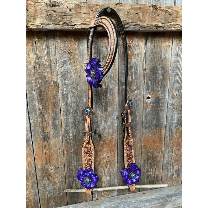 Paisley Purple One Ear/ Breastcollar Tack Set