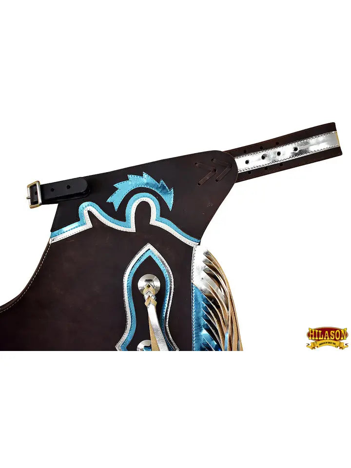 Bull Riding Pro Rodeo Chaps Smooth Leather Bronc Show Adult