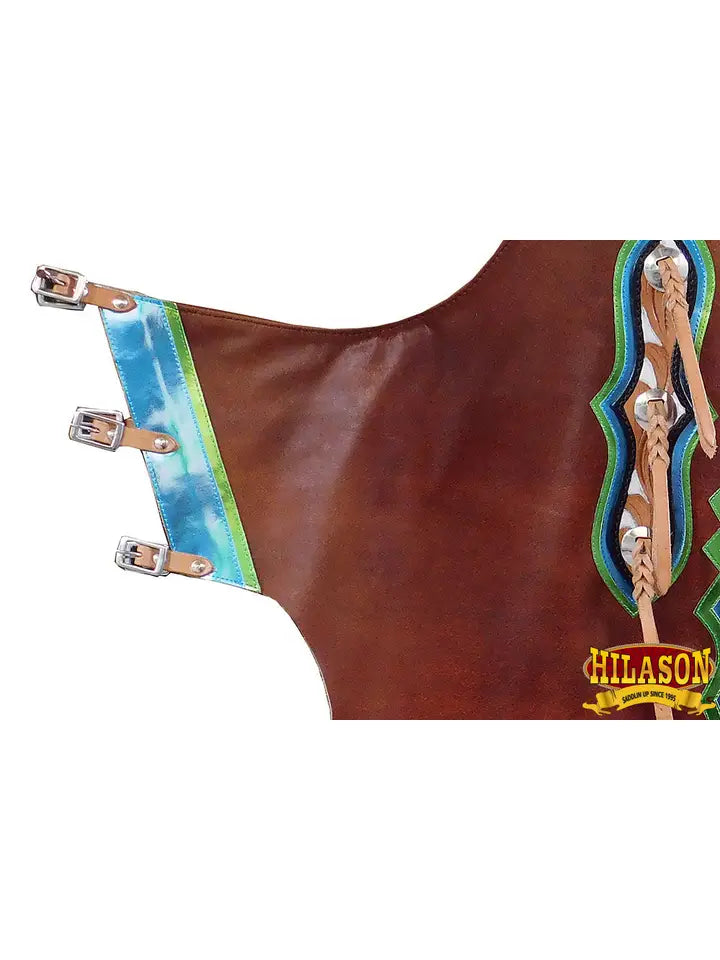 Bull Riding Genuine Leather Rodeo Western Chaps Brown