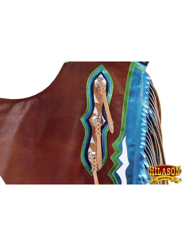 Bull Riding Genuine Leather Rodeo Western Chaps Brown