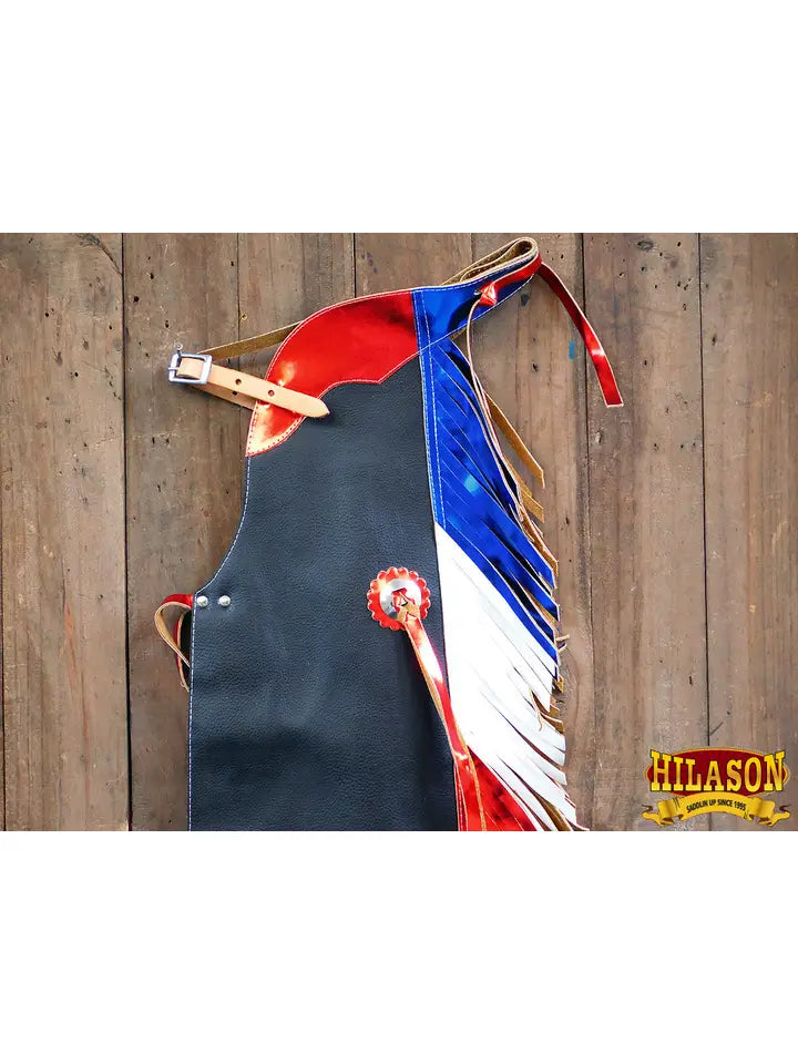 Pro Rodeo Bull Riding Chaps Us Flag Western Leather Kids