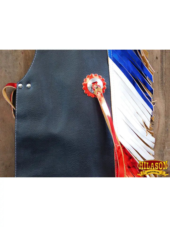 Pro Rodeo Bull Riding Chaps Us Flag Western Leather Kids