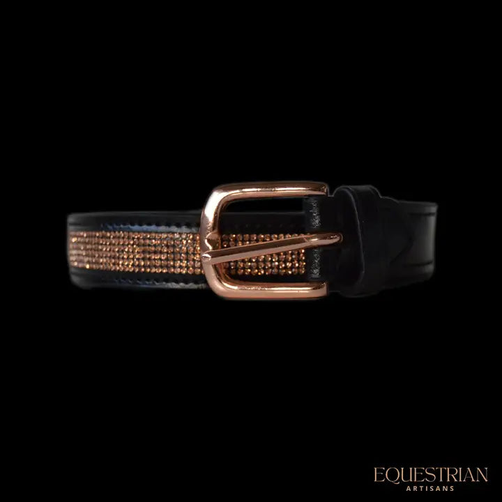 Black and Rose Gold Leather Belt