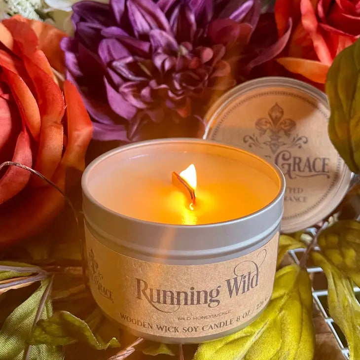 Running Wild - Wooden Wick Candle =Pure Soy Wax