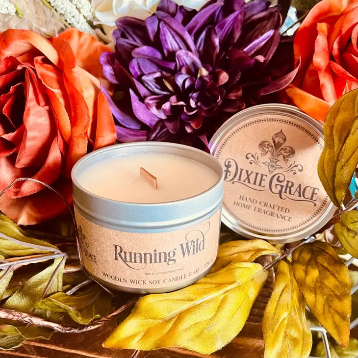 Running Wild - Wooden Wick Candle =Pure Soy Wax