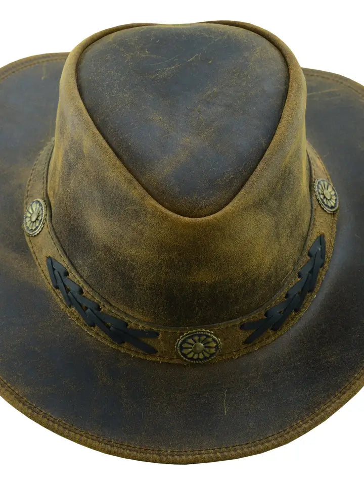 Sahara Leather Hats Western Style For Men and Women Shapeable Brim