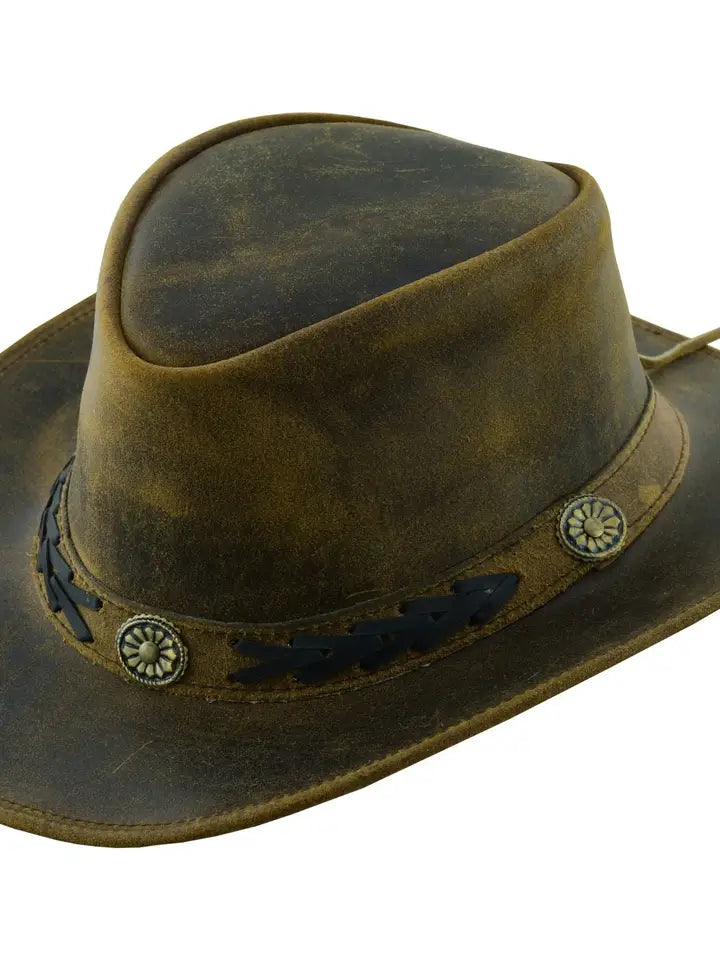 Sahara Leather Hats Western Style For Men and Women Shapeable Brim