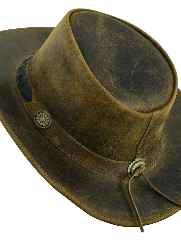 Sahara Leather Hats Western Style For Men and Women Shapeable Brim