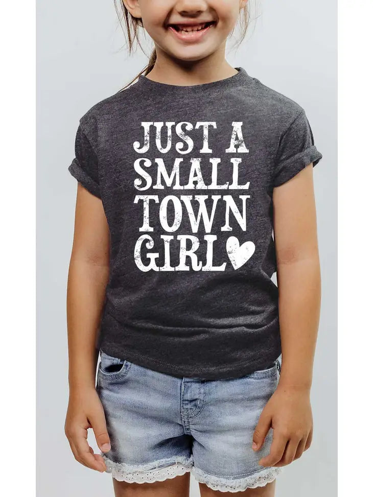 Just A Small Town Girl Distressed Western Kids Graphic Tee