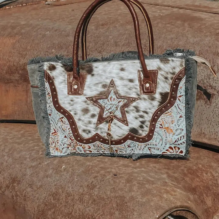 Star Cowhide Small Tote Purse