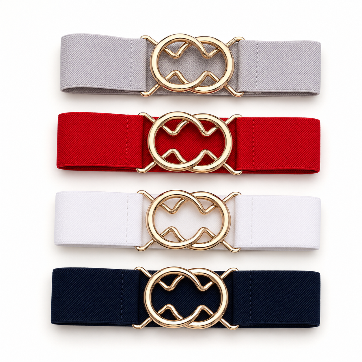 Classic Stretch Belt with Gold Equestrian Buckle