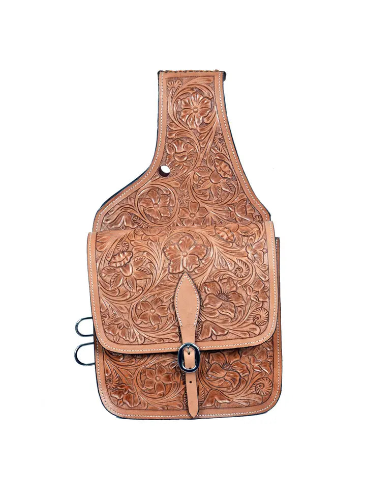 Western Horse Leather Saddle Bag Heavy-Duty Traditional Trail Ride Tan