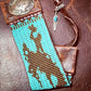 Turquoise Bronc Rider Hand Loomed Leather Cuff Bracelet