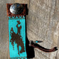 Turquoise Bronc Rider Hand Loomed Leather Cuff Bracelet