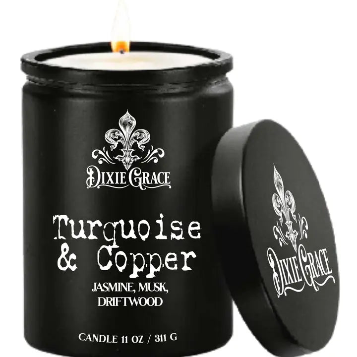 Turquoise & Copper - Cotton Wick Candle - Pure Soy